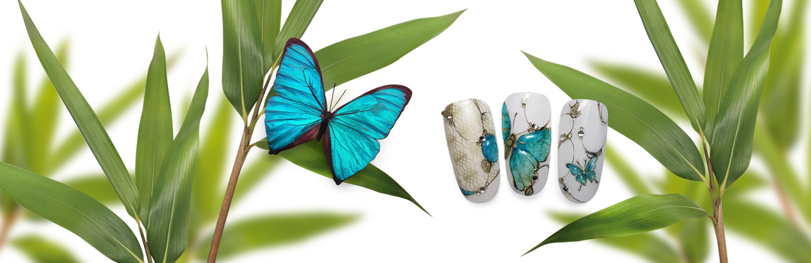 Stamped aquarelle butterflies with crystal stones
