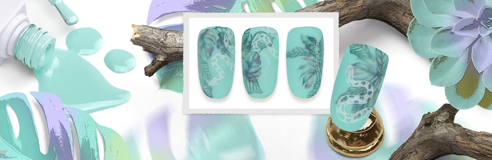 Nail stamping inspiration with unusual colours
